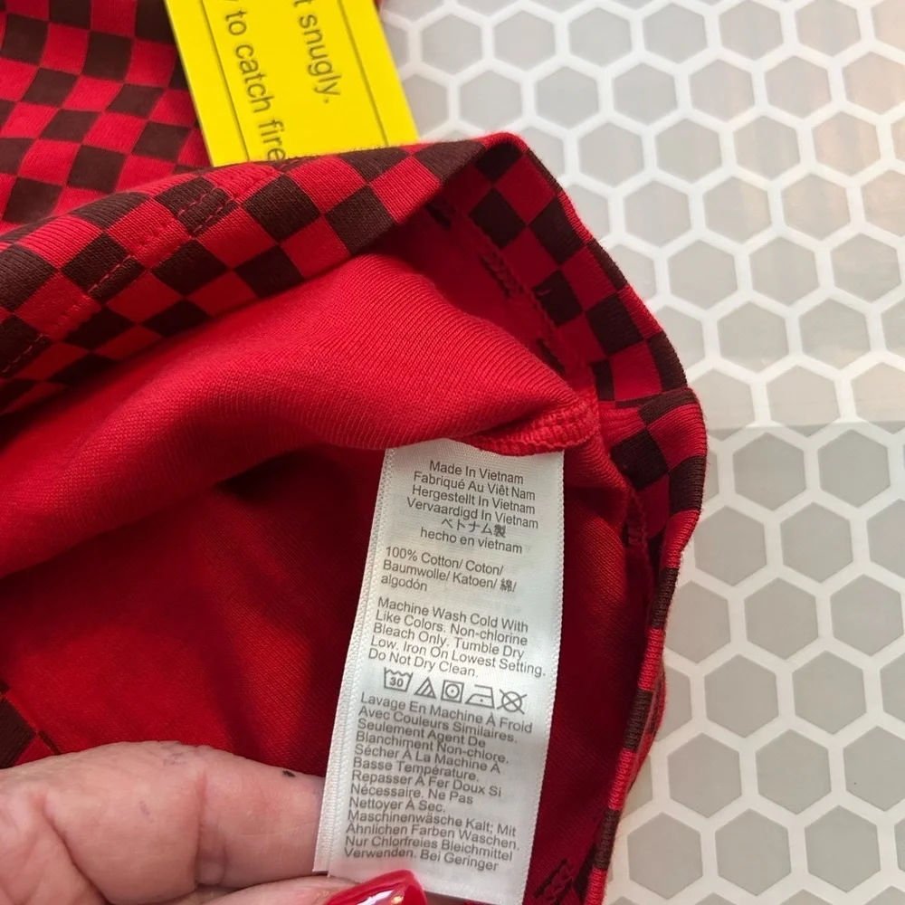 NWT J Crew Crewcuts Red & Black Checkerboard Pajama Set Size 6